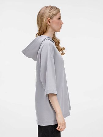 Футболка оверсайз унисекс с капюшоном Neofit, светло-серая, размер XS/S