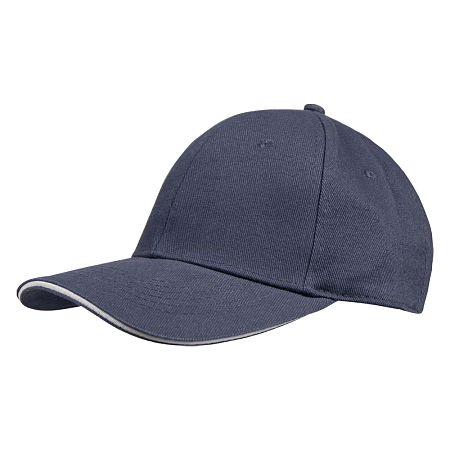 Кепка 6-панельная Oxford 300, c белым сендвичем, темно-синяя