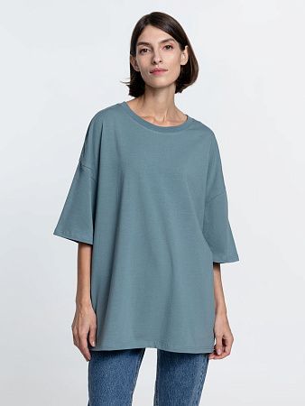 Футболка унисекс оверсайз Crosstown, серо-зеленая, размер S