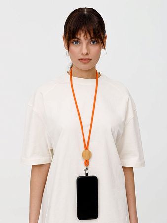 Шнурок для бейджа Tube Wood, оранжевый