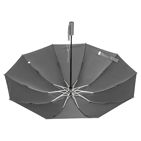 Зонт складной автоматический обратного сложения Forest Liverpool Reverse Safeclosing, диаметр 103 см, радиус 23 дюйма, 10 панелей, с плавным закрытием, без подарочной коробки, серый