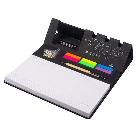 Планинг (органайзер) Flinders Print Sample настольный с подставкой для телефона, черный