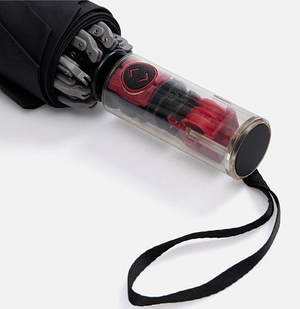 Зонт наоборот складной Futurum со светоотражающим кантом, черный