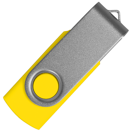 Флеш накопитель USB 2.0 Twister Сolor Mix 16GB, пластик Софт Тач/металл, желтый/серебристый