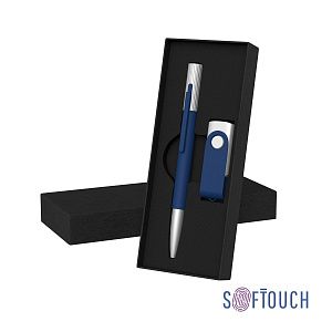 Набор ручка "Clas" + флеш-карта "Vostok" 16 Гб в футляре, оранжевый, покрытие soft touch