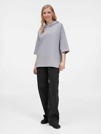 Футболка оверсайз унисекс с капюшоном Neofit, светло-серая, размер XS/S