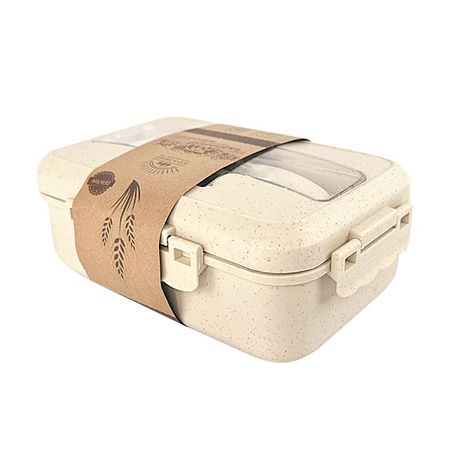 Ланчбокс (контейнер для еды) Sadler из пшеничного волокна, бежевый-S