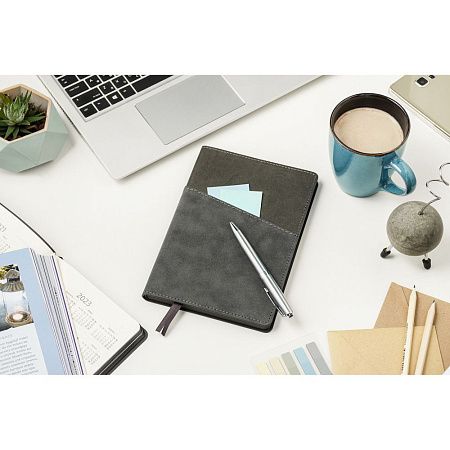 Ежедневник Flexy Smart Porta Nuba Latte A5, серый/бирюзовый, недатированный, в гибкой обложке