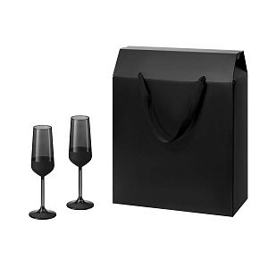 Подарочный набор 2 бокала для шампанского Блэк Эдишн (Black Edition) в большом подарочном пакете