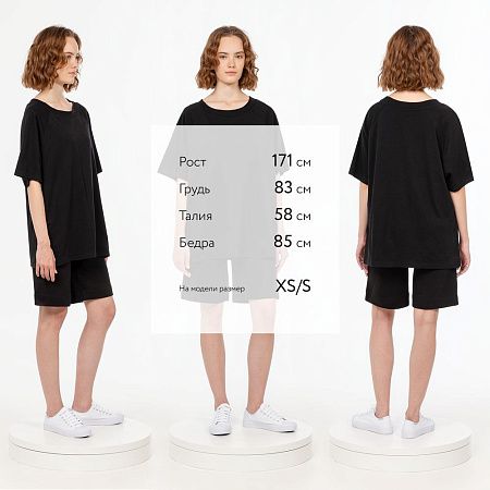 Футболка унисекс оверсайз T2, черная, размер XS/S