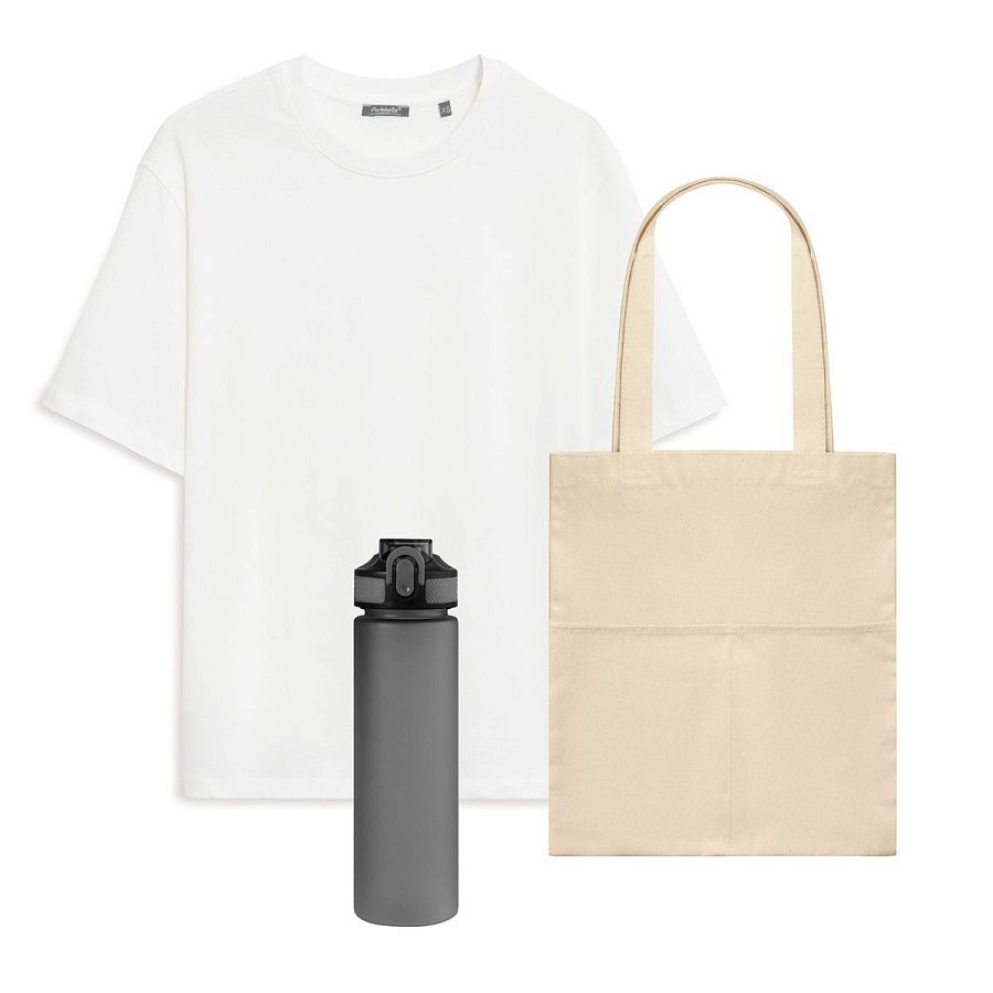 Набор с одеждой Раст (RUST) (футболка, бутылка, шоппер), белый/серый, 3XL/4XL