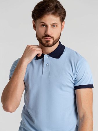 Рубашка поло Prince 190, голубая с темно-синим, размер XS
