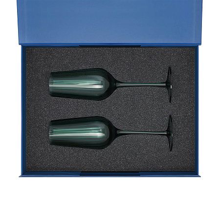 Подарочный набор 2 бокала для шампанского Капри (Capri) в синей коробке