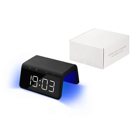 Зарядная станция с часами 15W Флейм (Flame), черная