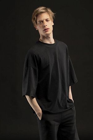 Футболка унисекс оверсайз T1, черная, размер XS/S