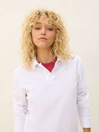 Рубашка поло унисекс с длинным рукавом Pacific LSL, белая, размер XXL